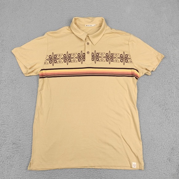 Marine Layer Other - Marine Layer Polo Shirt Mens M Beige Graphic Stripe Short Sleeve Cotton Modal